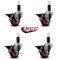 Service Caster 3'' Red Poly Swivel 1-1/4'' Expanding Stem Caster Set with Brake, 4PK SCC-EX20S314-PPUB-RED-PLB-114-4 - alternate 4